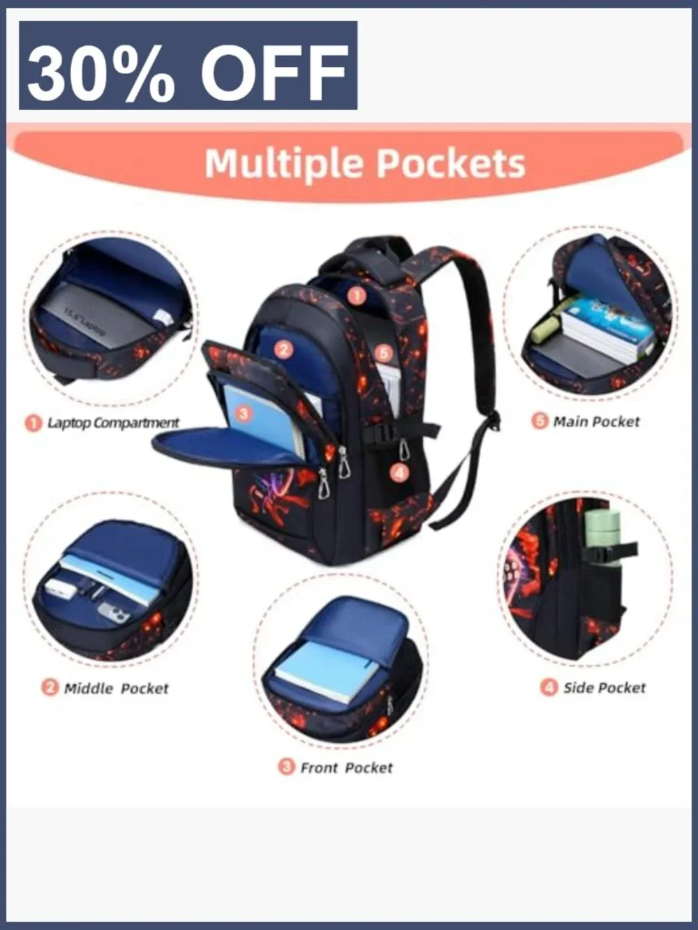 Kids Backpack for School Boys Waterproof Durable Bookbag Casual Travel Daypack
